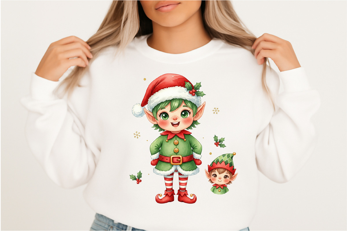 Christmas Elf Clipart Set - Cute Fes, an Illustration by DreamArtGraphic (Photo 2 of 5)