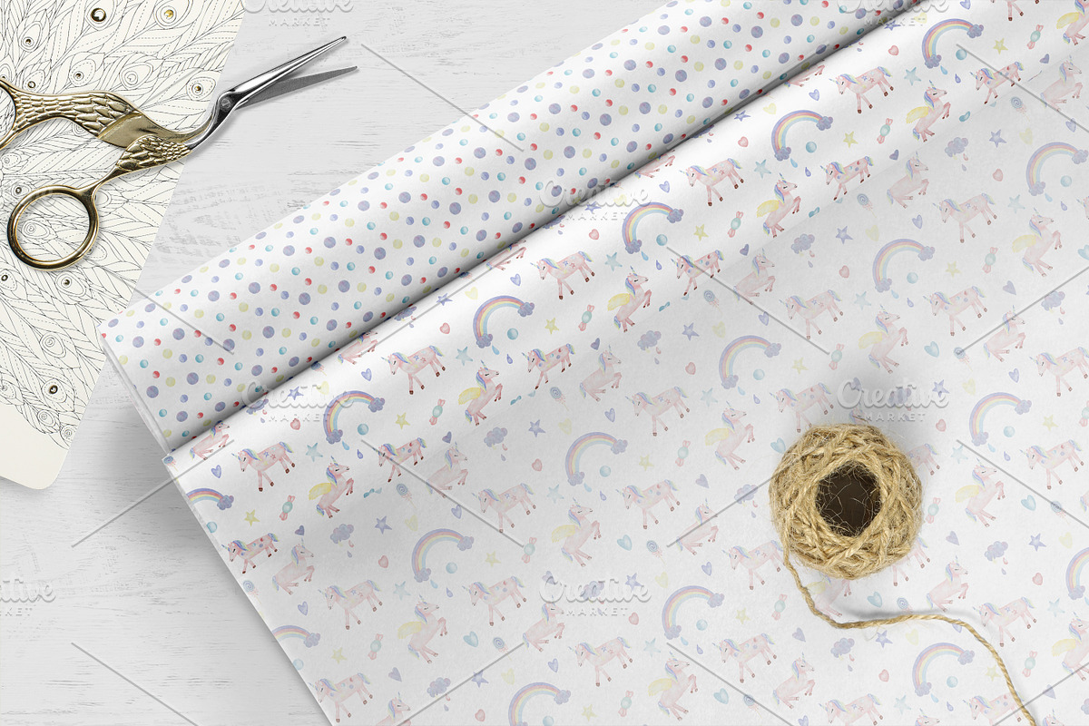 Watercolor Unicorn Seamless Patterns, a Pattern Graphic by Oksana Dovhopol Art (Photo 14 of 15)