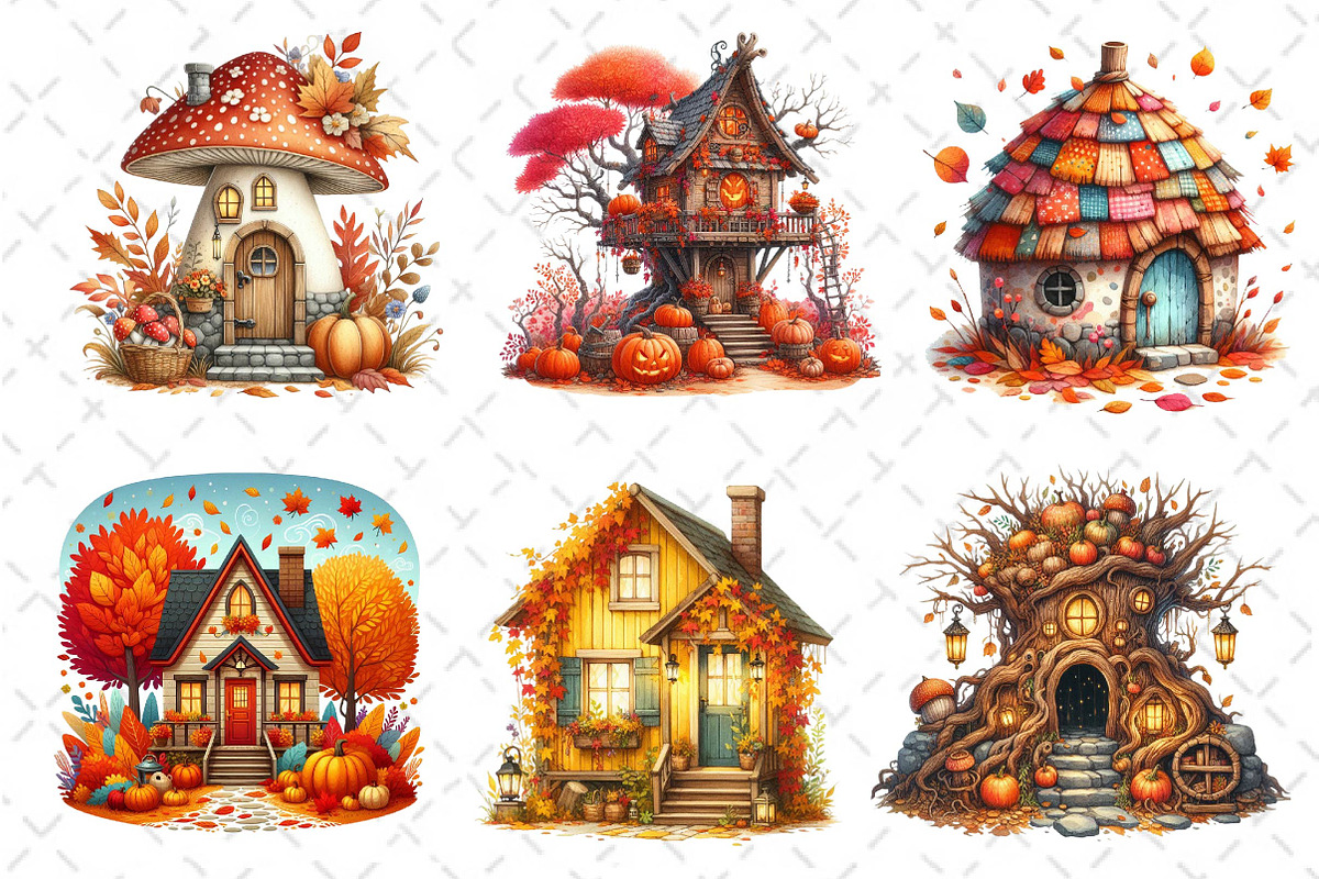Whimsical Autumn House Clipart, an Illustration by Dream Creation (Photo 2 of 5)