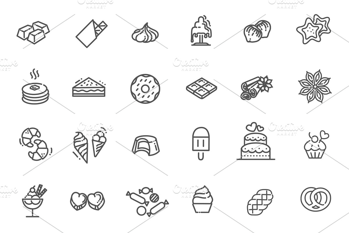 Chocolate, Dessert and Candy, an Outline Icon by Tettygreen (Photo 2 of 2)
