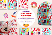 Patterns Kawaii Ice Cream & Sweets, a Pattern Graphic by Pia Kolle (Thumbnail 1 of 6)
