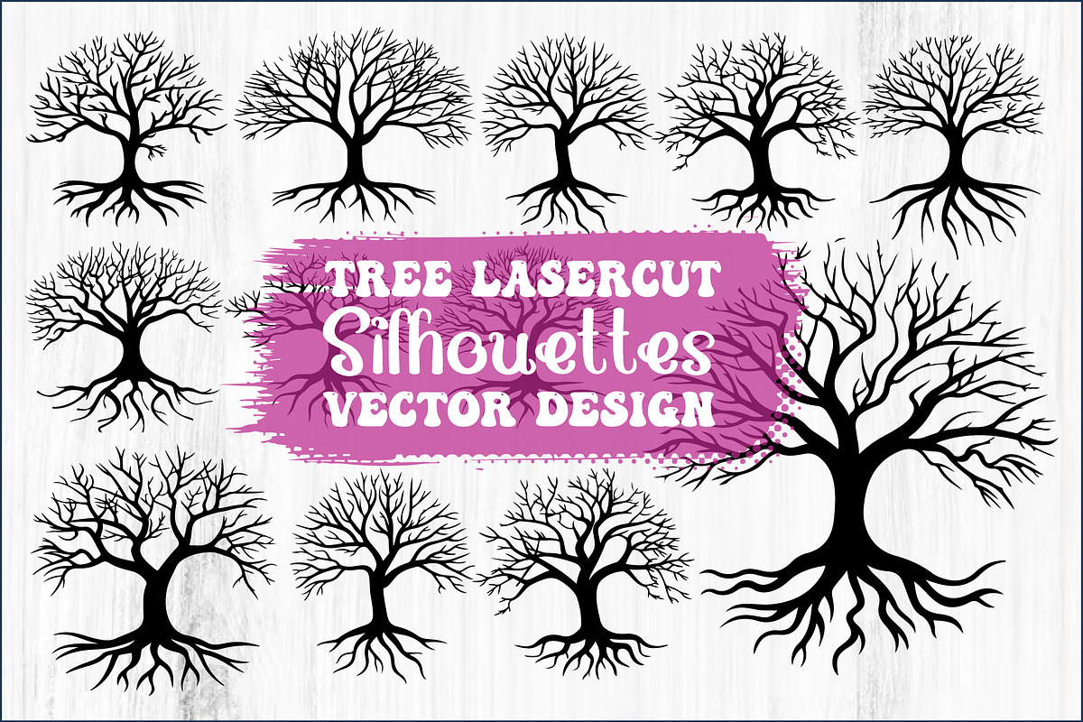 Laser Cut Tree Silhouettes Bundle, an Illustration by BIPLOB EXPERT (Photo 1 of 11)