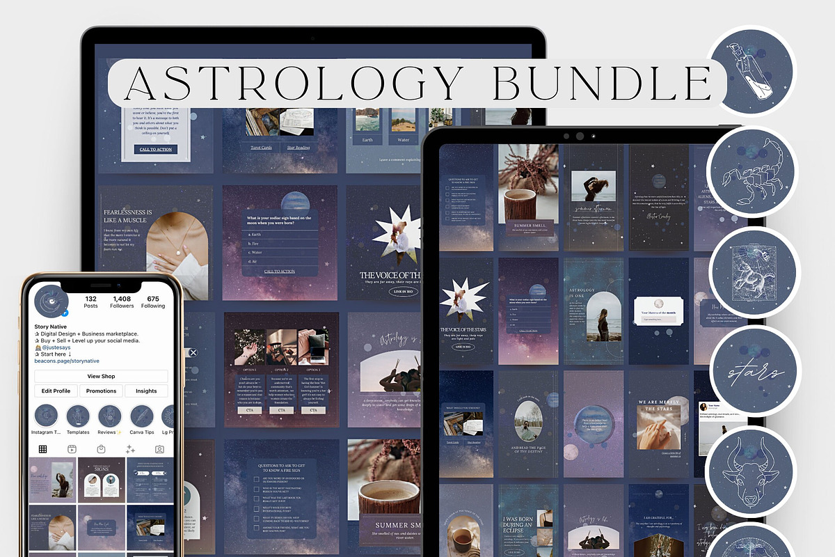 Astrology Instagram Canva Templates, a Social Media Template by Story Native (Photo 1 of 8)