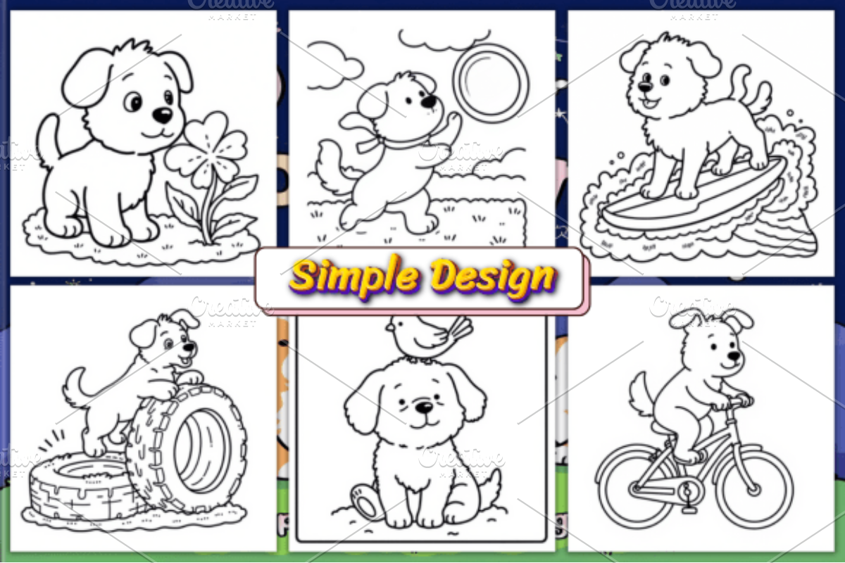 Dog Moments Puppy Life Coloring Page, an Animal Illustration by Coco Bloom (Photo 2 of 4)