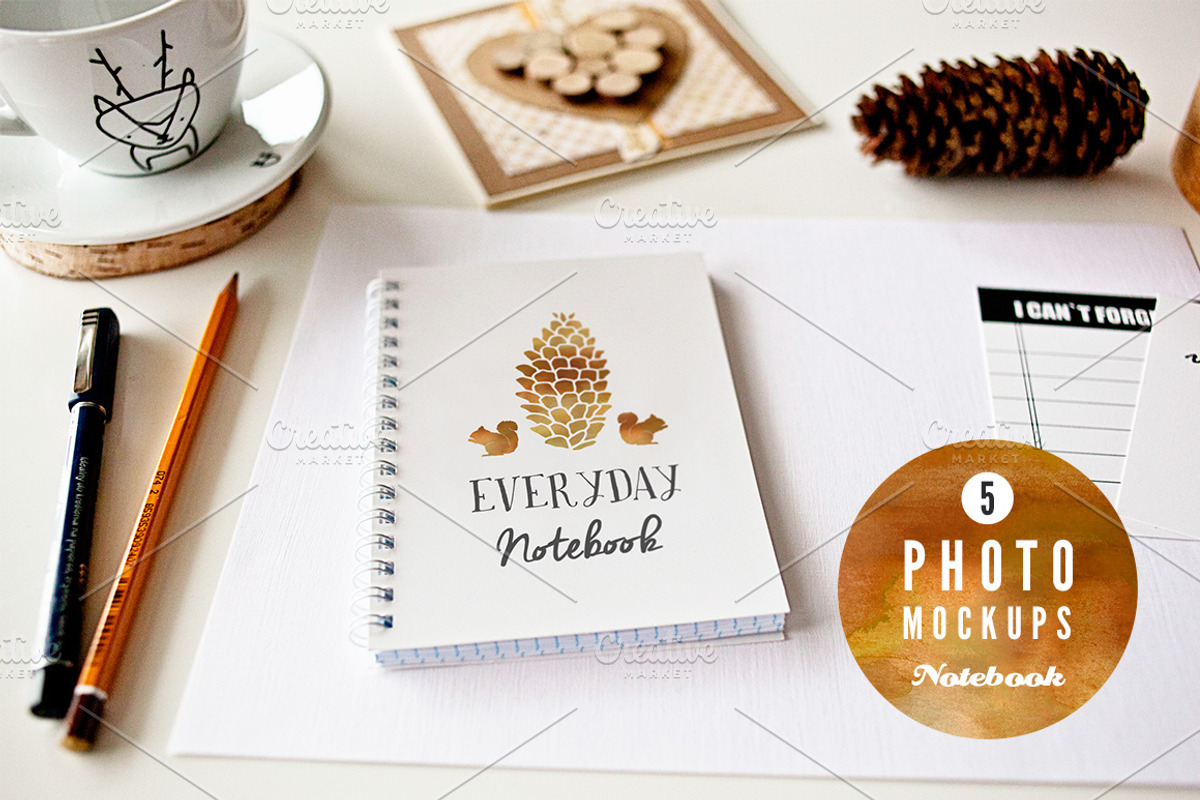 5 Notebook mockups, a Print Template by show it better (Photo 1 of 5)