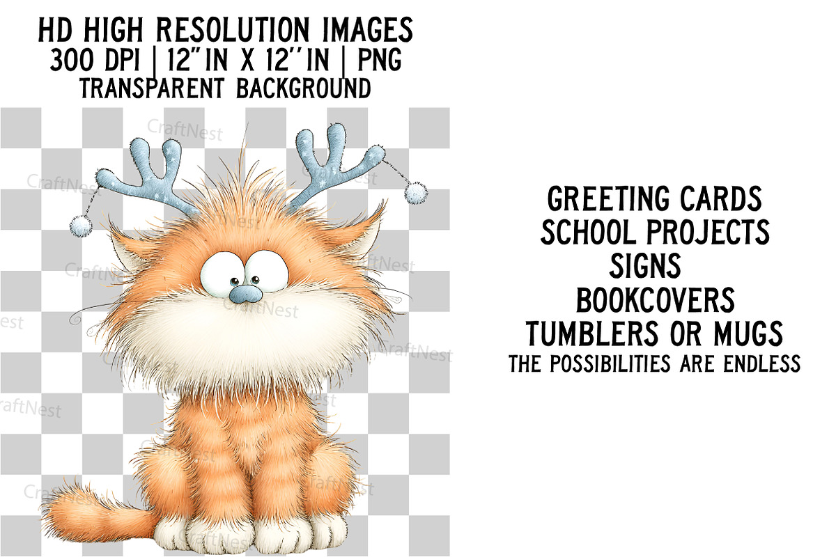 Cute Christmas Fluffy Cats, an Illustration by Craft Nest (Photo 2 of 6)