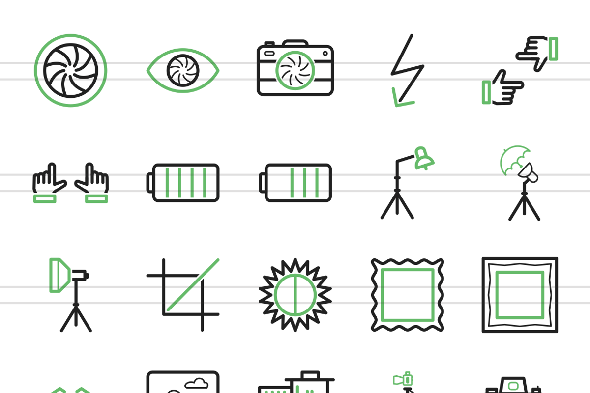 50 Photography Green & Black Icons preview 5