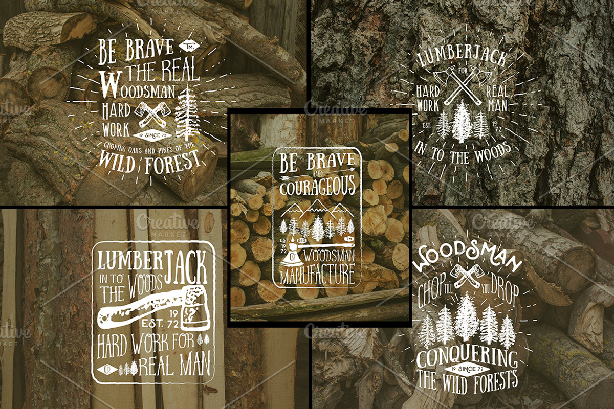 Lumberjack Vintage Labels, a Texture Illustration by Lemon Workshop (Photo 1 of 6)