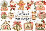 Nostalgic Retro Christmas Clipart, a Seasonal Illustration by HueNestify (Thumbnail 1 of 3)
