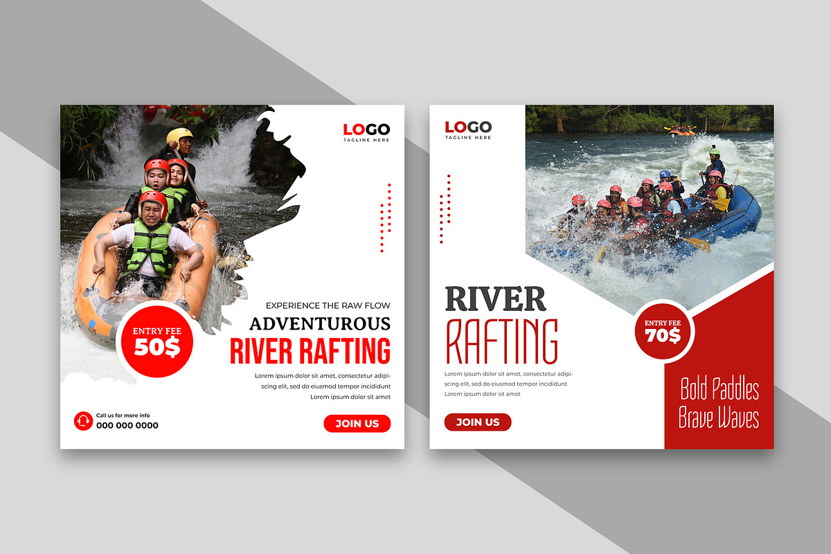 River Rafting Social Media Post, a Social Media Template by nandinigraphics (Photo 1 of 2)