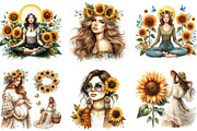 Watercolor Sunflower Woman Clipart, an Illustration by DreamArtGraphic (Thumbnail 3 of 4)
