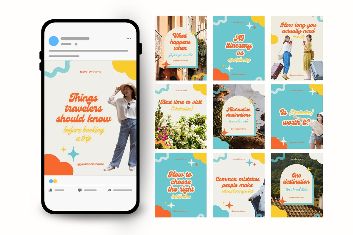 Retro Travel Instagram Carousels, a Social Media Template by Anna Design Studio (Photo 10 of 13)