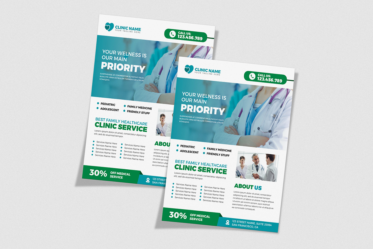 Healthcare Clinic Promotional Flyer, a Flyer Template by Designscozy (Photo 2 of 5)