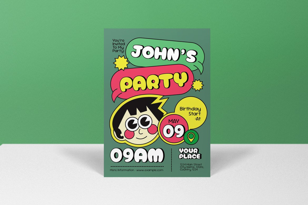 Kids Birthday Invitation, an Invitation Template by graphicook (Photo 3 of 3)