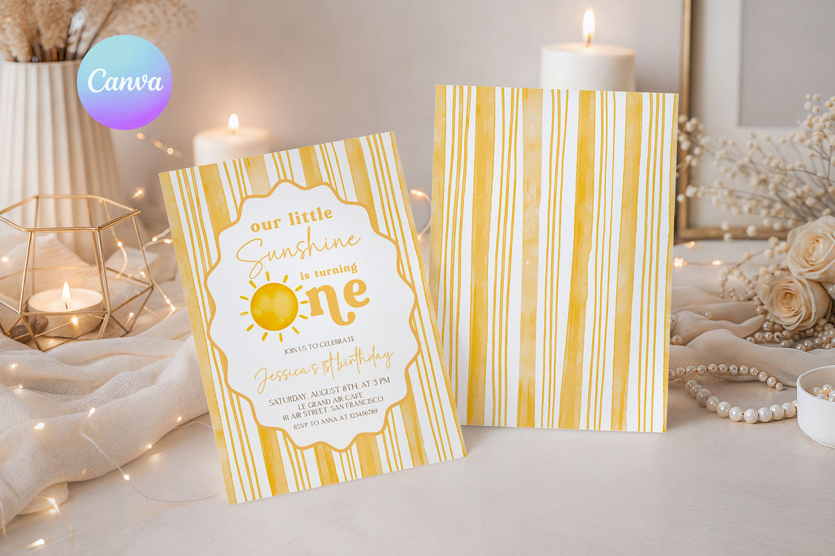Boho Sunshine 1st Birthday Invite, a Templates & Theme by VeliusCreativeStudio (Photo 1 of 3)