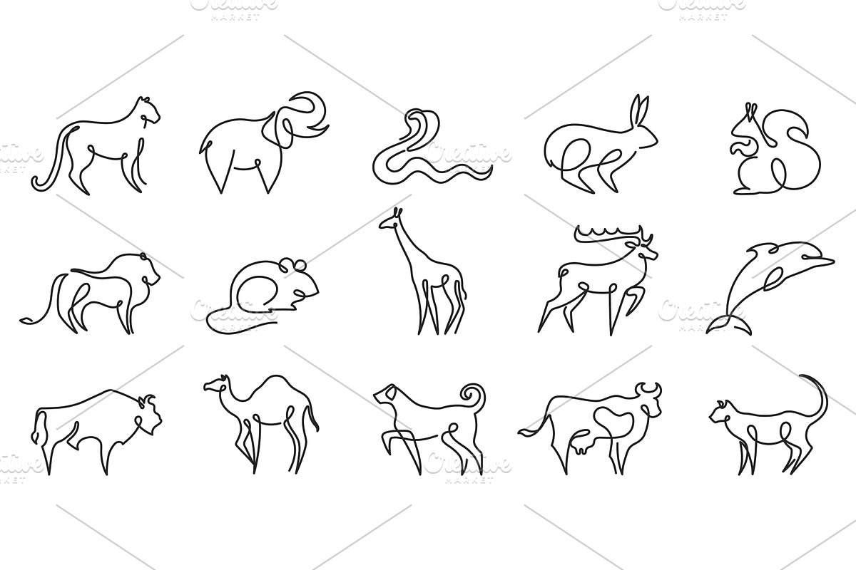 Animal continuous line, one line, an Animal Illustration by winwin.art