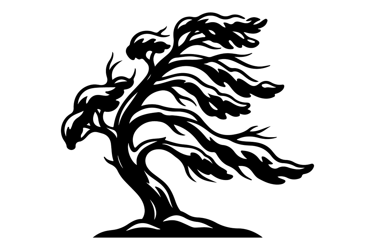 Windblown Tree Silhouette, an Object Illustration by Gfx_Store (Photo 8 of 16)
