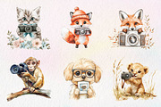 Watercolor Cute Animals Photographer, an Illustration by CreationArt (Thumbnail 3 of 5)
