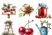 Watercolor Cherry Farm Clipart, an Illustration by Craft Nest (Thumbnail 5 of 6)