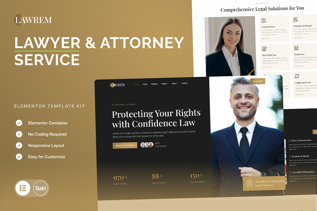 Lawrem - Lawyer & Attorney Service, a WordPress Template by SLAB! Design (Photo 1 of 5)