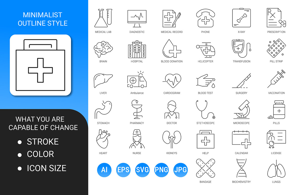Medical minimalist outline icon set, an Outline Icon by Icons (Photo 2 of 3)