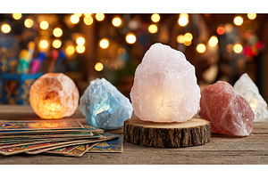 Salt Lamps and Tarot Cards with, a Background Photo by Lermont51