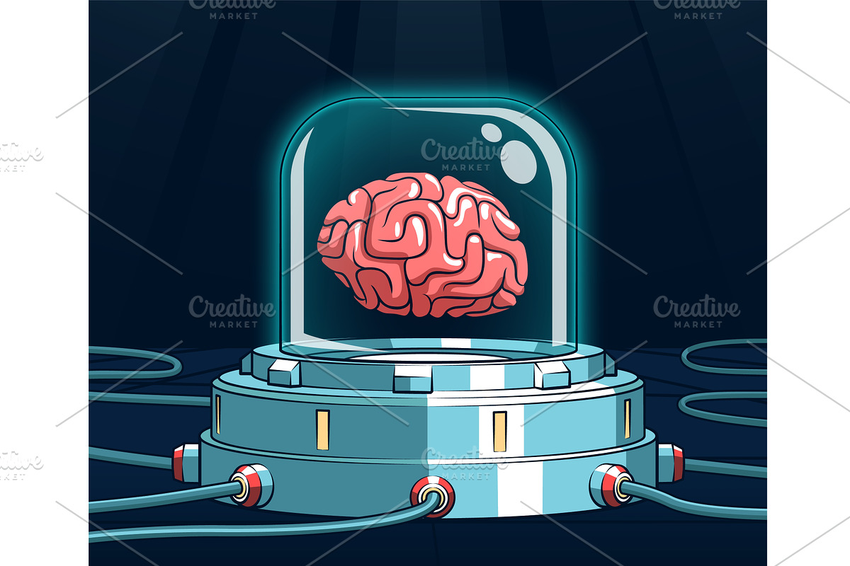 Brain in a futuristic containment, an Illustration by Agor2012 shop