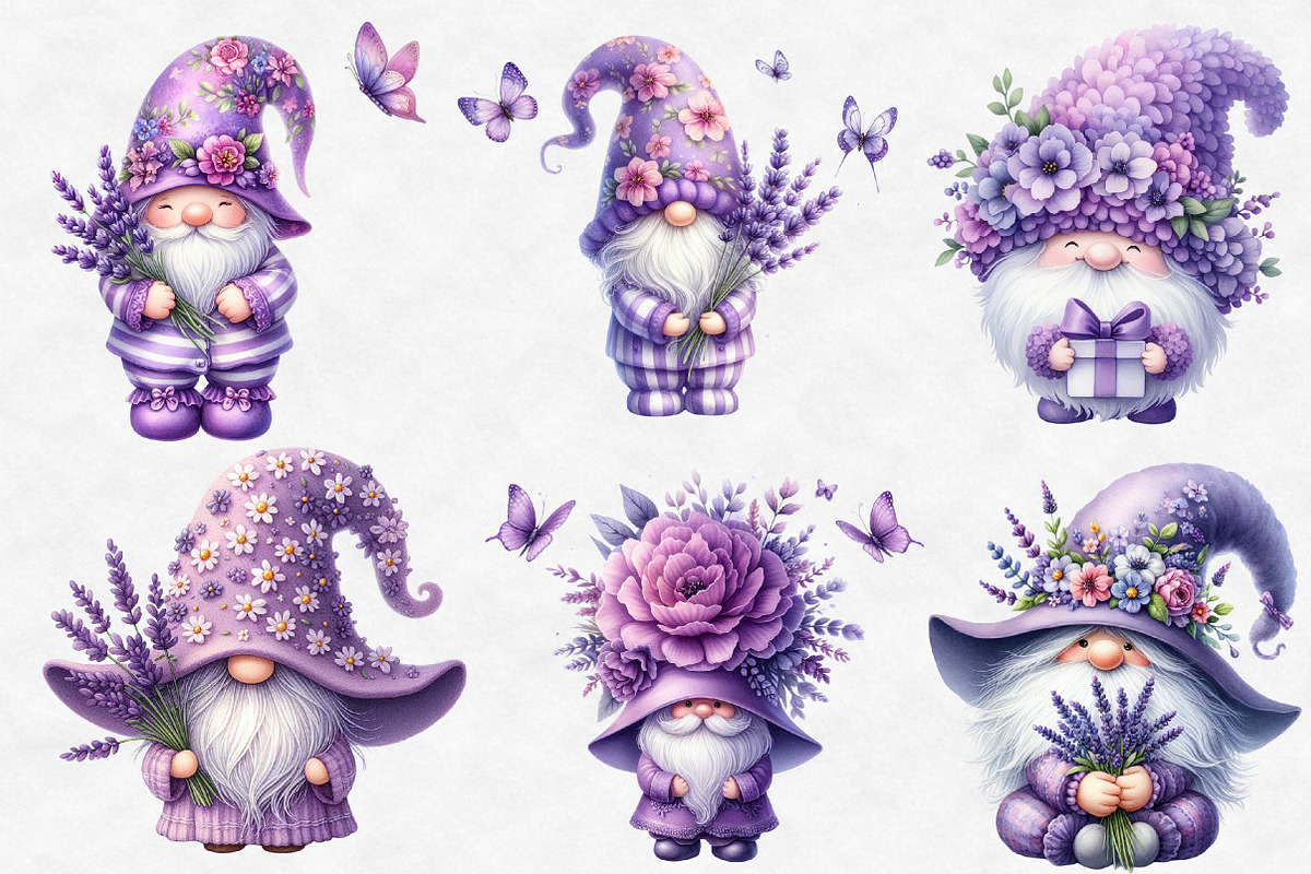 Lavender Spring Gnome Clipart, an Illustration by Designworld (Photo 2 of 4)