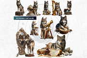 Watercolor Mystic Wolves Clipart Set, an Animal Illustration by ThatsDesignArt (Thumbnail 6 of 15)