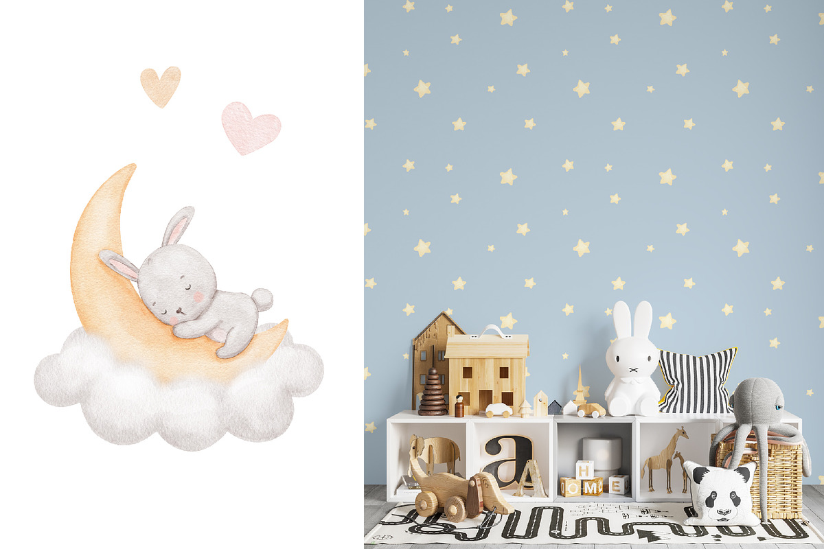 Watercolor sleeping baby animals, an Illustration by ElenaPlatovaArt (Photo 2 of 12)