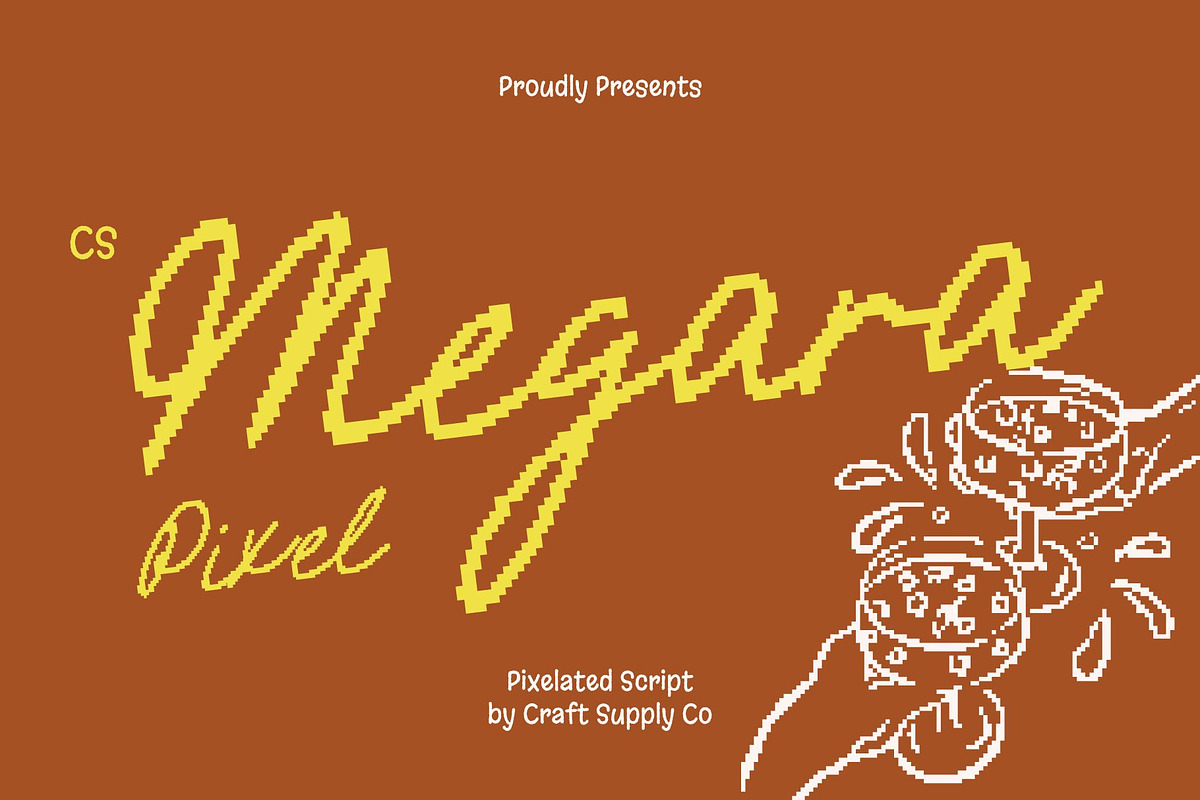CS Megara Pixel, a Script Font by Craft Supply Co. (Photo 1 of 8)