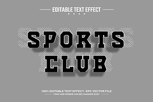 Sports club 3D editable text effect
