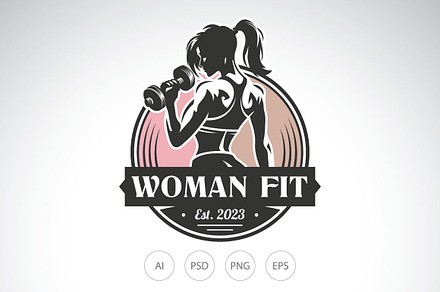 Vintage Woman Fitness Logo Template