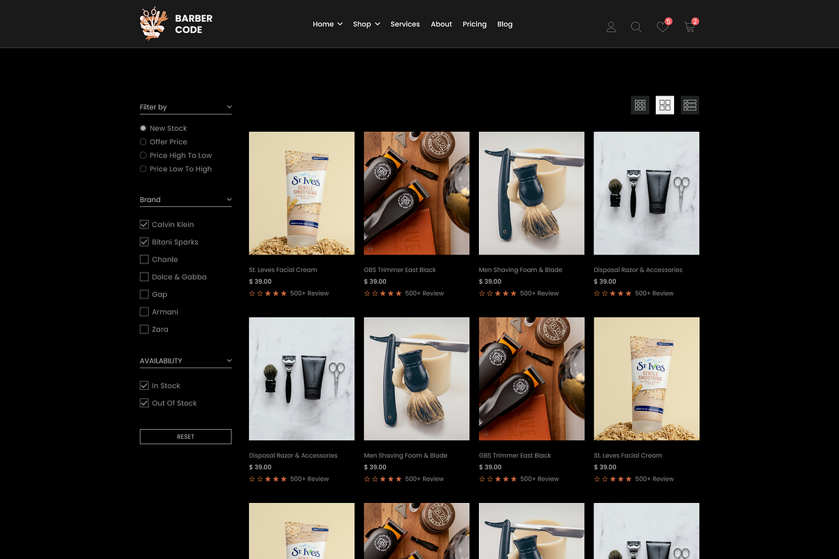 Barber Shop & eCommerce UI Template, an UI Kit Template by ReformedTech (Photo 11 of 26)