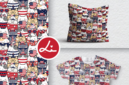 Seamless pattern of kawaii cute cat