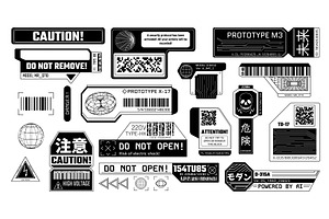 Cyberpunk black stickers. Futuristic, an Illustration by winwin.art