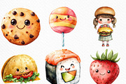 Cute Cartoon Food Clipart, an Illustration by Craft Nest (Thumbnail 3 of 6)