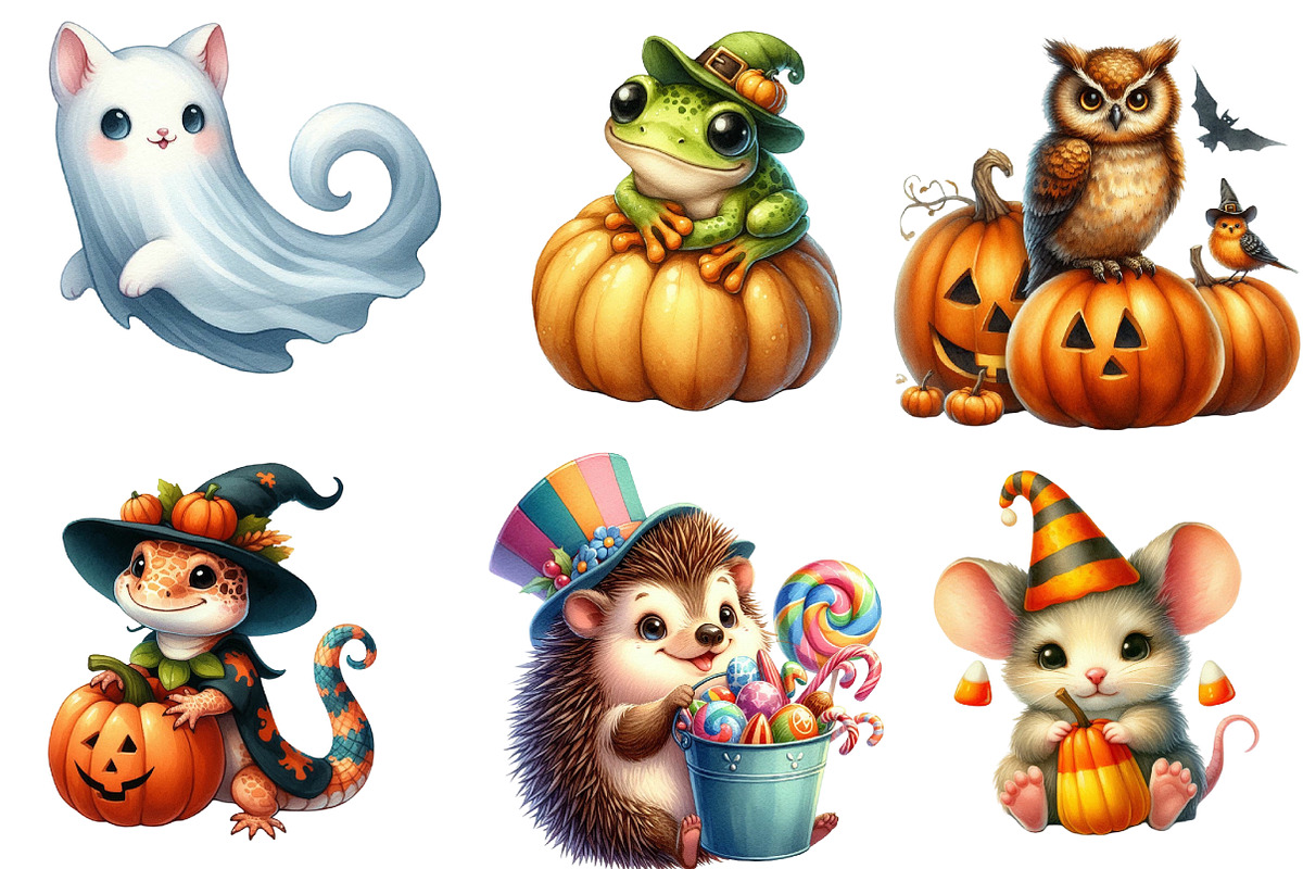 Halloween Animals Clipart, an Illustration by DreamArtGraphic (Photo 3 of 5)
