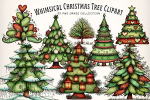Whimsical Christmas Tree Clipart, an Illustration by Dream Creation