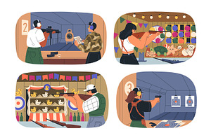 People at shooting gallery, range, a Sport Illustration by Good Studio