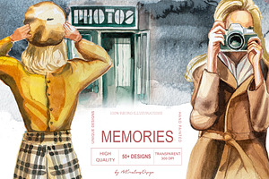 Watercolor Memories Clipart Set