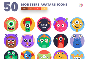 50 Monsters Avatars Icons