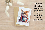 Cats with Coffee clipart x11, an Animal Illustration by Mermaids Cove (Thumbnail 6 of 9)