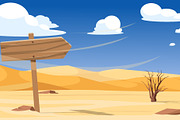Wooden signpost in desert among, a Texture Illustration by Vectorbuum (Thumbnail 2 of 3)