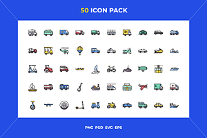 50 Vehicles and transports icons, an Icon by Wencory