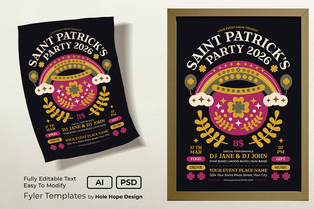Folk Art Saint Patrick's Day Flyer, a Flyer Template by Hole Hope Design (Photo 1 of 5)