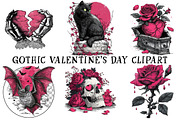 Gothic Valentine's Day Clipart, an Illustration by OK Design (Thumbnail 2 of 6)