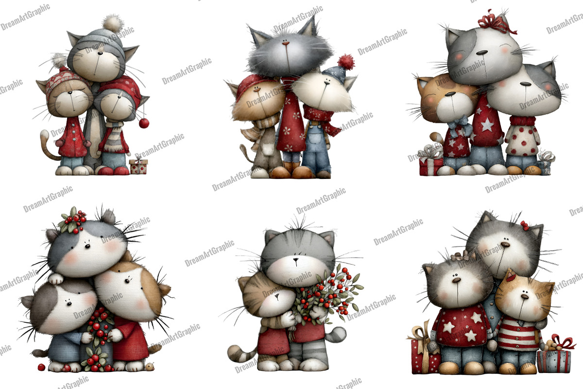 merry cat mama Clipart, an Illustration by DreamArtGraphic (Photo 4 of 5)