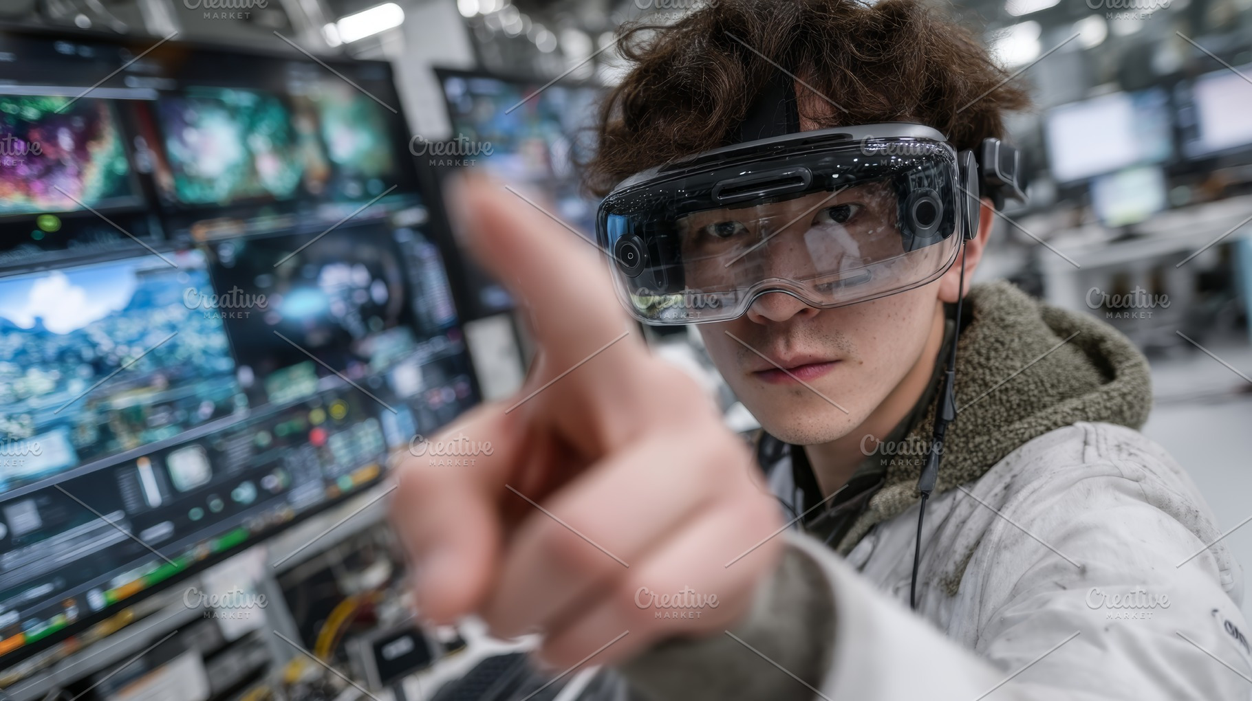 Scientist interacting with virtual reality in a modern technological laboratory, a Health & Medical Photo by AS photostudio