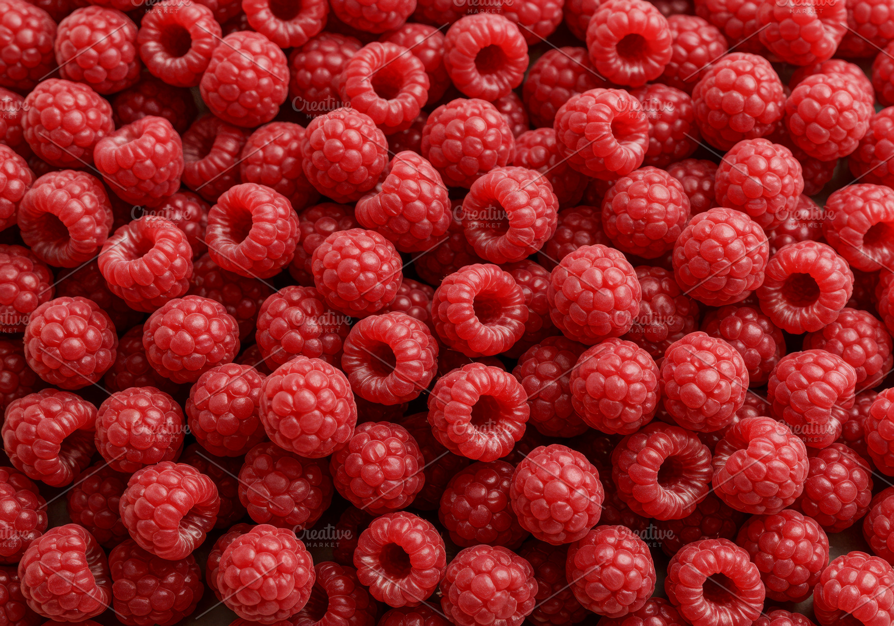 Fresh ripe raspberries arranged tigh, a Food & Drink Photo by professorinc